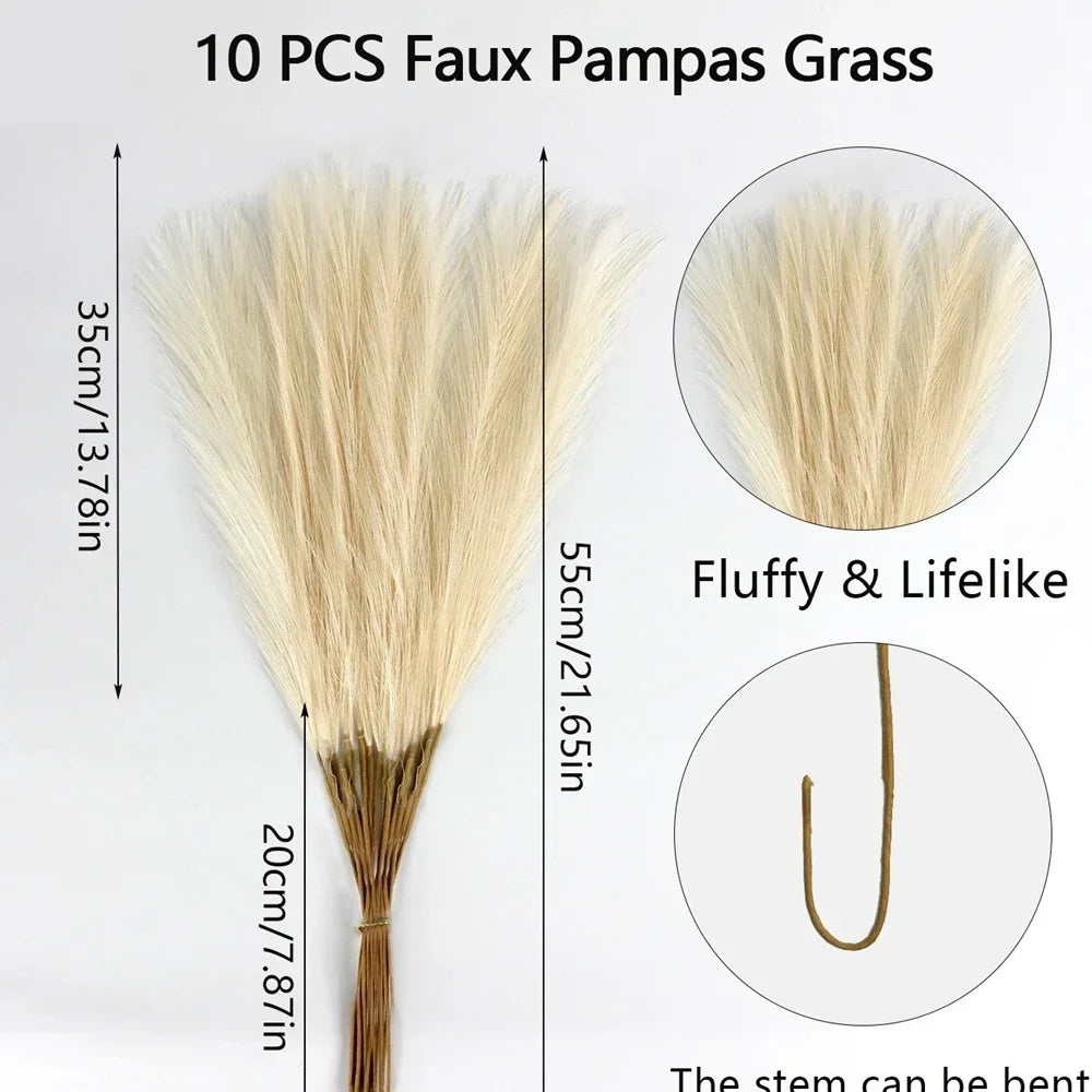 10 pcs Artificial Pampas Grass Decor Flowers