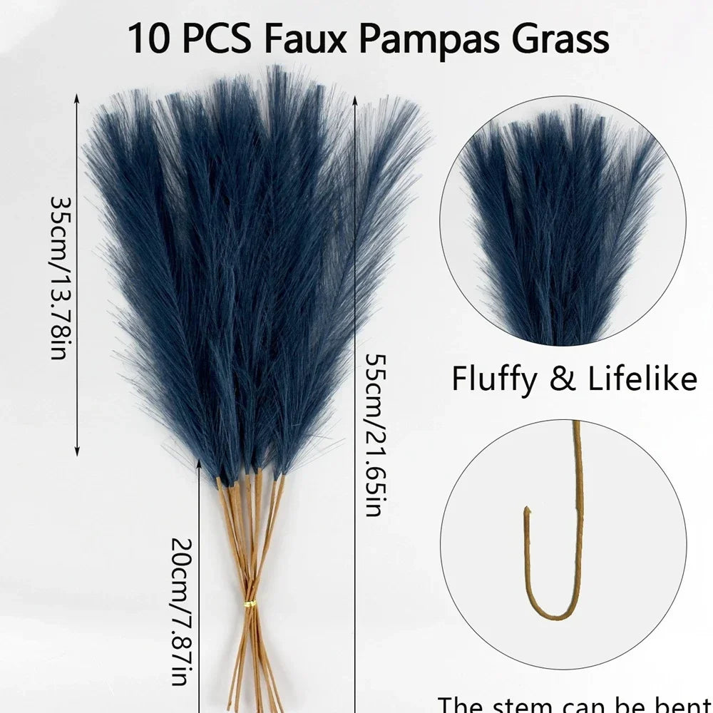 10 pcs Artificial Pampas Grass Decor Flowers
