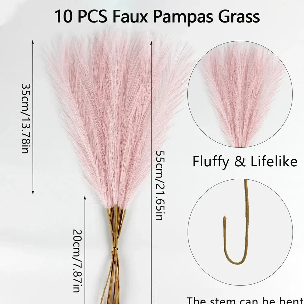 10 pcs Artificial Pampas Grass Decor Flowers