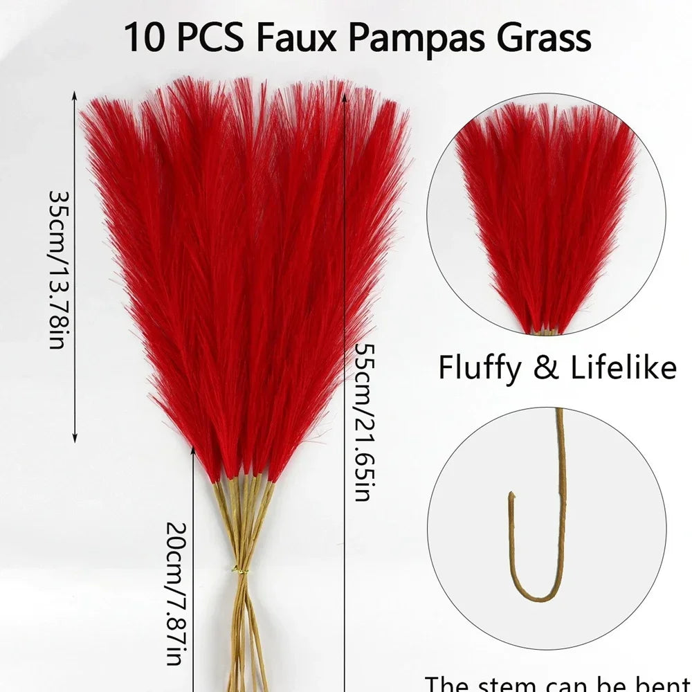 10 pcs Artificial Pampas Grass Decor Flowers