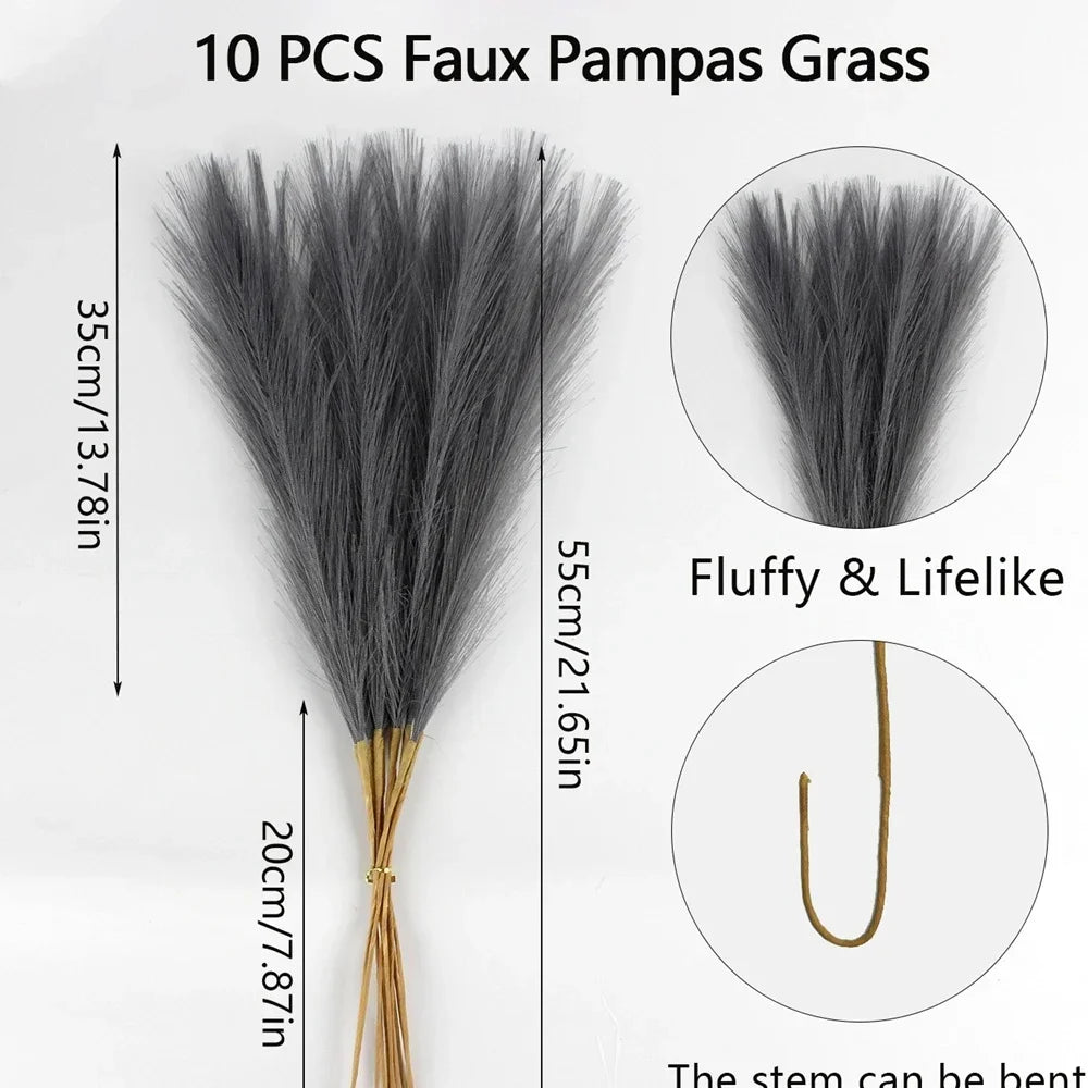 10 pcs Artificial Pampas Grass Decor Flowers