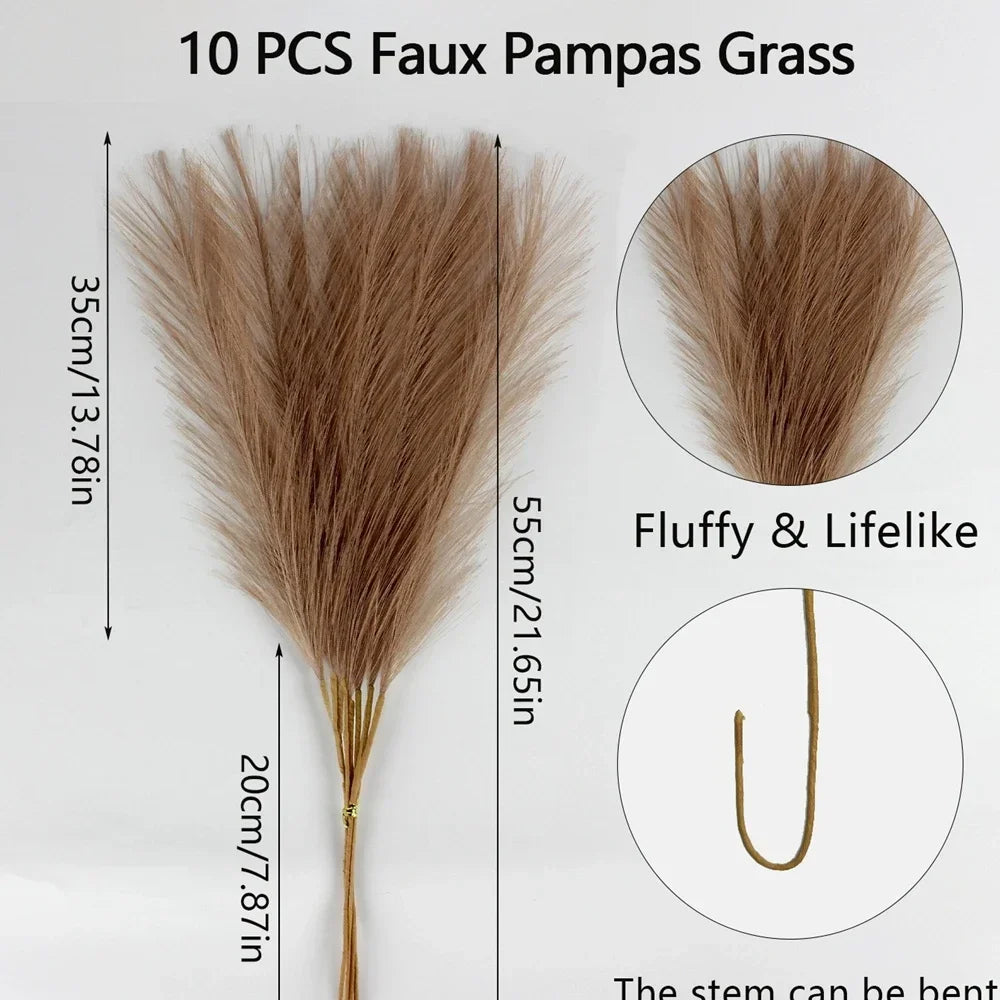 10 pcs Artificial Pampas Grass Decor Flowers