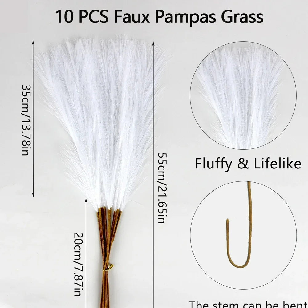10 pcs Artificial Pampas Grass Decor Flowers